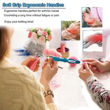 Latest Set of 27 PCS Ergonomic Crochet Hooks Set with Case Extra Long Soft Grip Handles Crochet Hook Needles for Arthritic Hands,Standard US Size B(2MM)-J(6MM)