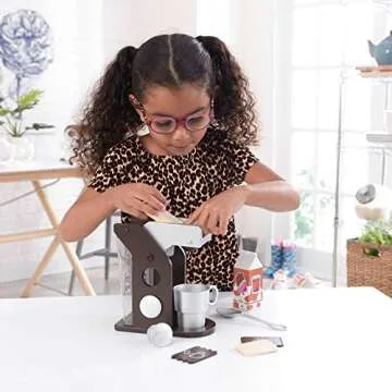 KidKraft Children's Espresso Coffee Set - Role Play Toys for The Kitchen, Play Kitchen Accessories, ...