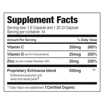 EZC Pak 5-Day Immune System Booster with Echinacea, Vitamin C, Zinc & Vitamin D - Tapered Immune Sup...
