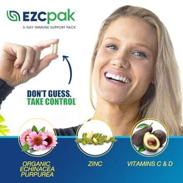 EZC Pak 5-Day Immune System Booster with Echinacea, Vitamin C, Zinc & Vitamin D - Tapered Immune Support Supplement for Adults - Supports Immunity, Easy Travel-Size Supplement Pack