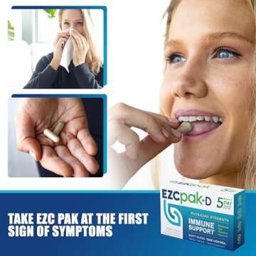 EZC Pak 5-Day Immune System Booster with Echinacea, Vitamin C, Zinc & Vitamin D - Tapered Immune Support Supplement for Adults - Supports Immunity, Easy Travel-Size Supplement Pack