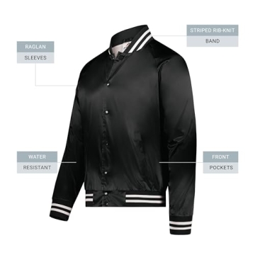 Augusta Sportswear Satin Baseball Jacket - Black/White