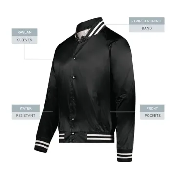 Augusta Sportswear Satin Baseball Jacket - Black/White