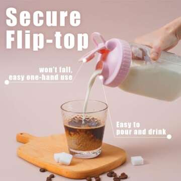 Wide-Mouth Mason Jar Pour Spout Lid - 4 Pack Colorful No Leak Mason Jar Pour Spout Lid, Mason Jar Dr...