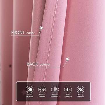 Anjee Blackout Cut Out Stars Curtains for Girls Bedroom Thermal Insulated Light Blocking Window Curtains Drapes for Kids Room Nursery 2 Panels 52 x 63 Inches, Baby Pink