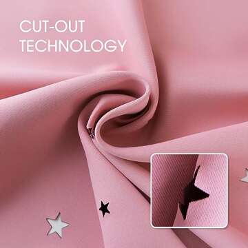 Anjee Blackout Cut Out Stars Curtains for Girls Bedroom Thermal Insulated Light Blocking Window Curtains Drapes for Kids Room Nursery 2 Panels 52 x 63 Inches, Baby Pink