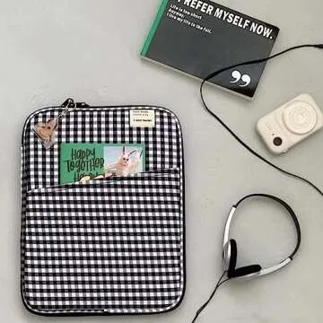 Donloise 11-13Inch Cute Puffy Laptop Sleeve Fairycore Carrying Laptop Bag Cover Kawaii Tablet Liner Pouch Cottagecore Office Accessories (13inch,Blue)