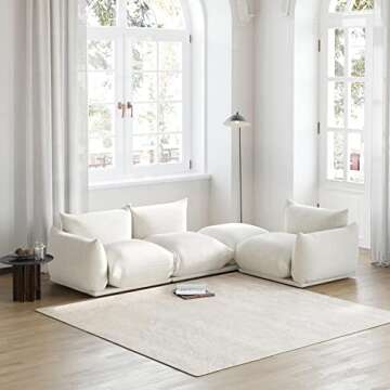 Sdorens Modern Sectional Sofa L Shaped Couch, 3-Seat Sofa with Ottoman for Living Room Apartment Office (103.9 in/Beige)