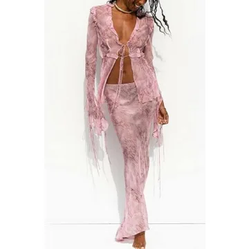 NUFIWI Y2K Ruffles Sexy Two Pieces Skirts Set for Events