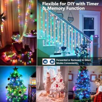 BrizLabs Christmas Fairy Lights, 66ft 200 LED Color Changing Fairy Lights with Remote, Plugin RGB Rainbow Christmas Twinkle Lights Indoor Valentine's Day Lights for Xmas Halloween Party Wedding Decor