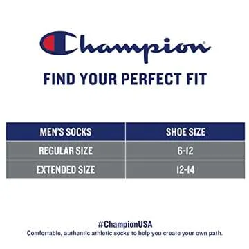 Champion mens Double Dry Moisture Wicking Logo 6 Or 12 Pack Crew Casual Sock, White Ankle C (6 Pack), US