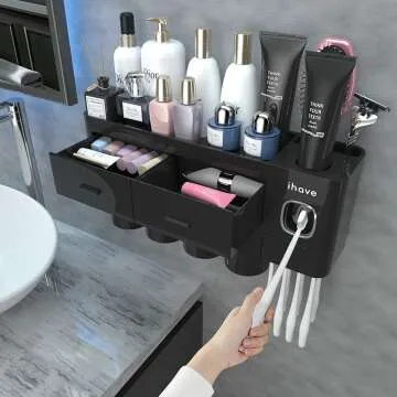 Toothbrush Holder Set with Dispenser for Bathroom