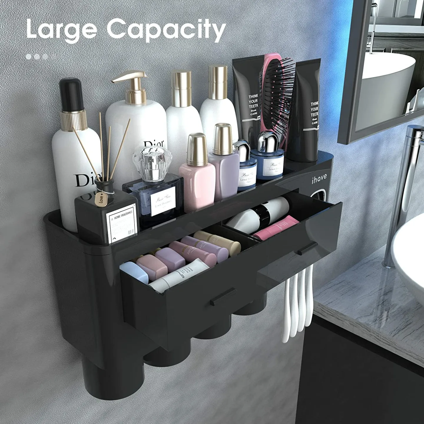 Toothbrush Holder Set with Dispenser for Bathroom