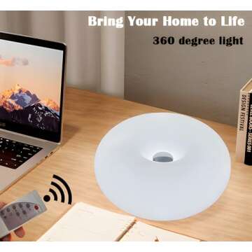 MIXL- Creative Design White Donut Lamp, Plug-in Wall Sconse Or Table Lamp Dual Use Atmosphere Lamp, ...