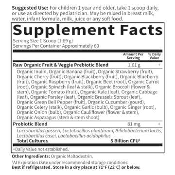 Garden of Life | RAW Probiotics Kids | 5 Billion CFU Promotes Digestive & Immune Health* | Mild Banana Taste | 3.57 oz Powder