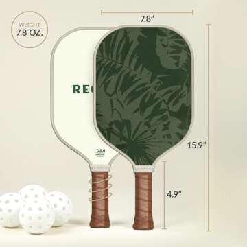 Recess Premium Pickleball Paddle, Zuma - Strong & Durable Fiberglass Surface, Lightweight, Honeycomb...