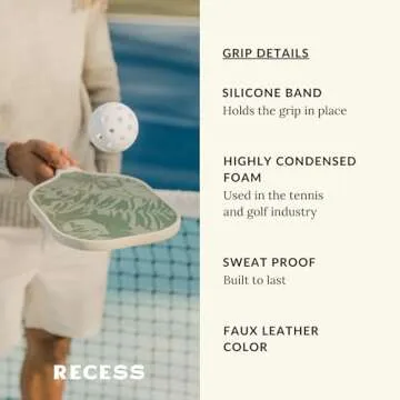 Recess Premium Pickleball Paddle, Zuma - Strong & Durable Fiberglass Surface, Lightweight, Honeycomb Core & Comfort Grip Handles - Tournament or Casual Play, USAPA Approved