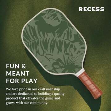 Recess Premium Pickleball Paddle, Zuma - Strong & Durable Fiberglass Surface, Lightweight, Honeycomb Core & Comfort Grip Handles - Tournament or Casual Play, USAPA Approved