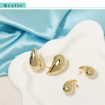 Qyalie Extra Large Gold Drop Earrings for Bold Style