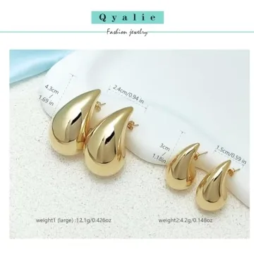 Qyalie Extra Large Gold Drop Earrings for Bold Style
