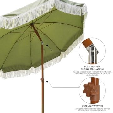 AMMSUN 7ft Patio Umbrella Stylish UV Protection