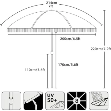 AMMSUN 7ft Patio Umbrella Stylish UV Protection