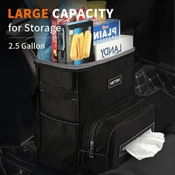 HOTOR Car Trash Can with Handy Tissue Holder and Organizer