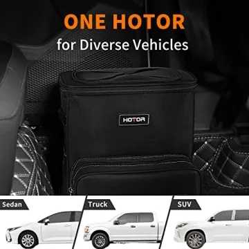 HOTOR Car Trash Can with Handy Tissue Holder and Organizer