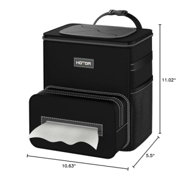 HOTOR Car Trash Can with Handy Tissue Holder and Organizer