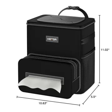 HOTOR Car Trash Can with Handy Tissue Holder and Organizer
