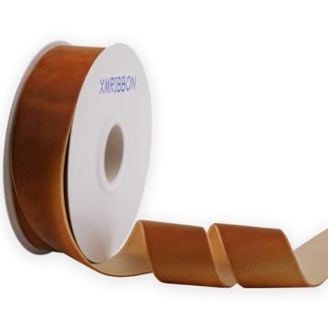 XMRIBBON Copper Velvet Ribbon Single Faced, 1 1/2 Inch by 10 Yards Spool
