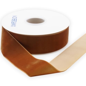 XMRIBBON Copper Velvet Ribbon Single Faced, 1 1/2 Inch by 10 Yards Spool