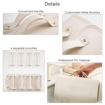 YDR Travel Makeup Bag 4-Pouch Cosmetic Organizer Magnetic Closure