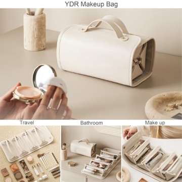 YDR Travel Makeup Bag 4-Pouch Cosmetic Organizer Magnetic Closure