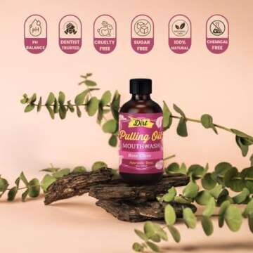 THE DIRT Oil Pulling Mouthwash - Gluten Free - Removes Plaque, Tartar, Bad Breath & Whitens Teeth (Luscious Rose, Clove & Mint, 4 Ounce)