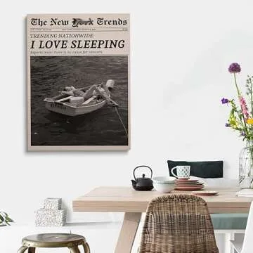 Generic Black and White Newspaper Art Trendy Newspaper Print Vintage Wall Art I Love Sleeping Poster Retro Feminist Magazine Poster Vintage Bar Cart Print Girly Girl Dorm Room Decor 11x14in Unframed