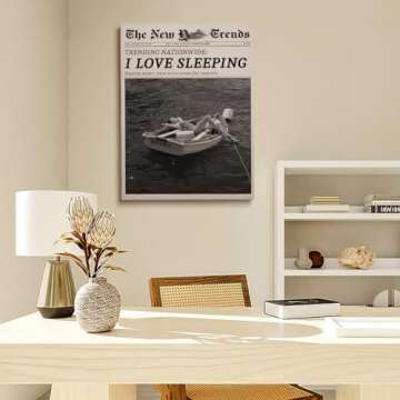 Generic Black and White Newspaper Art Trendy Newspaper Print Vintage Wall Art I Love Sleeping Poster Retro Feminist Magazine Poster Vintage Bar Cart Print Girly Girl Dorm Room Decor 11x14in Unframed