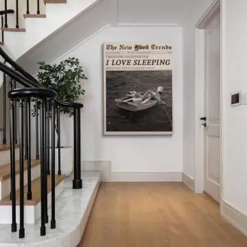 Generic Black and White Newspaper Art Trendy Newspaper Print Vintage Wall Art I Love Sleeping Poster Retro Feminist Magazine Poster Vintage Bar Cart Print Girly Girl Dorm Room Decor 11x14in Unframed