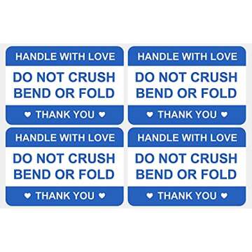 2"x3" 200 PCS Blue Do Not Crush Bend or Fold Handle with Love Labels Stickers Shipping Mailing Carto...