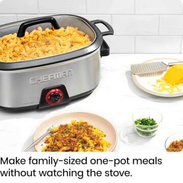 Chefman 6-Quart Slow Cooker, Electric Countertop Cooking, Stovetop & Oven-Safe Removable Insert for ...