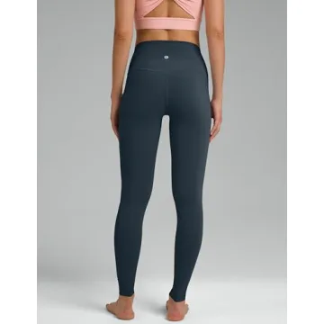 Colorfulkoala Women's Dreamlux High Waisted Workout Leggings 28" Inseam Full Length Yoga Pants Yoga Pants (L, Blue Ink)