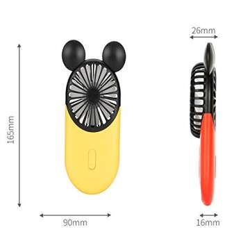 DECVO Cute Personal Mini Fan, Handheld & Portable USB Rechargeable Fan with Beautiful LED Light, 3 A...