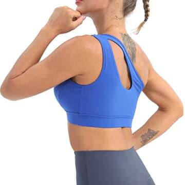 MATHACINO One Shoulder Sports Bra for Women Sexy Cute Workout Yoga Bra Medium Support
