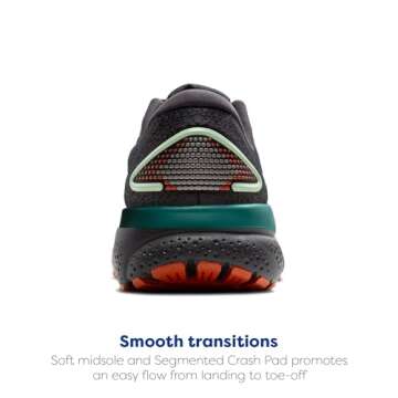 Brooks Men’s Ghost 16 Neutral Running Shoe - Blackened Pearl/June Bug/Green - 11.5 Medium