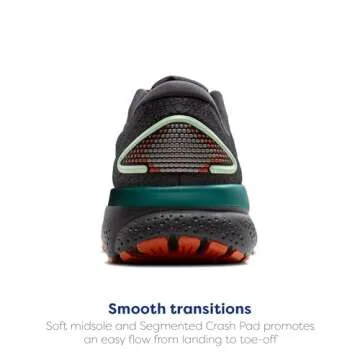 Brooks Men’s Ghost 16 Neutral Running Shoe - Blackened Pearl/June Bug/Green - 11.5 Medium