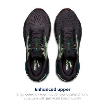 Brooks Men’s Ghost 16 Neutral Running Shoe - Blackened Pearl/June Bug/Green - 11.5 Medium