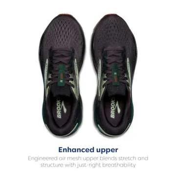 Brooks Men’s Ghost 16 Neutral Running Shoe - Blackened Pearl/June Bug/Green - 11.5 Medium