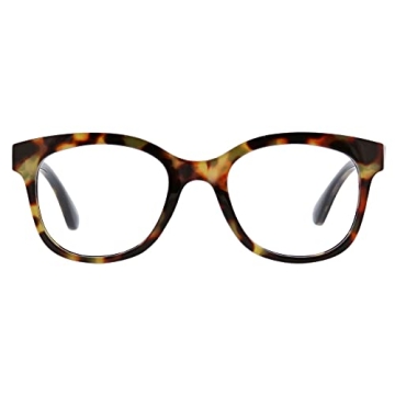 Peepers by PeeperSpecs Women's Grandview Soft Square Blue Light Blocking Reading Glasses, Tortoise, ...