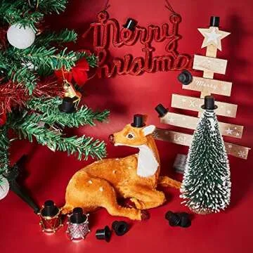 Blulu 50 Pieces Mini Black Top Hats, Plastic Magician Hats for DIY Decoration, Snowman Decorating, Christmas Party, Birthday Party, Wedding, Family Gathering
