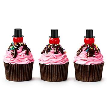 Blulu 50 Pieces Mini Black Top Hats, Plastic Magician Hats for DIY Decoration, Snowman Decorating, Christmas Party, Birthday Party, Wedding, Family Gathering